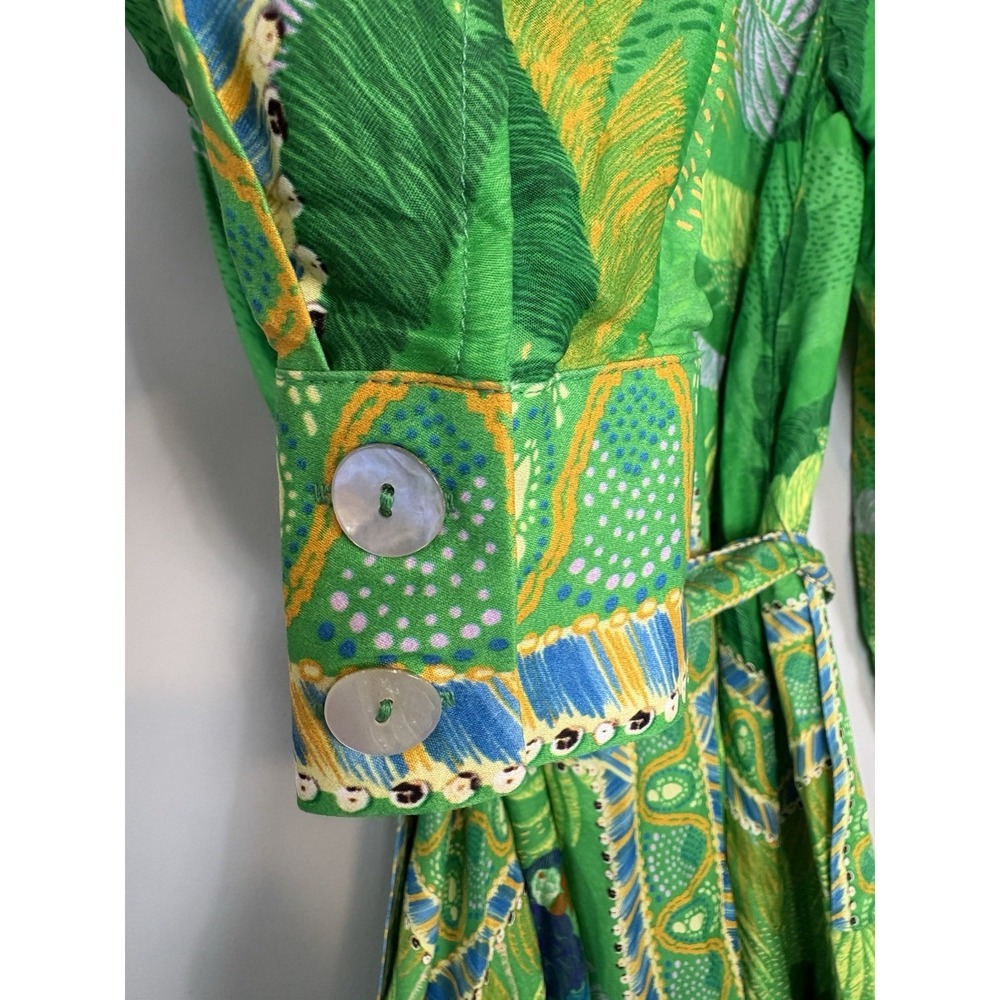 Farm Rio Macaw Scarf Chemise Midi Dress Size S NWT Anthropologie Green - Picture 9 of 9